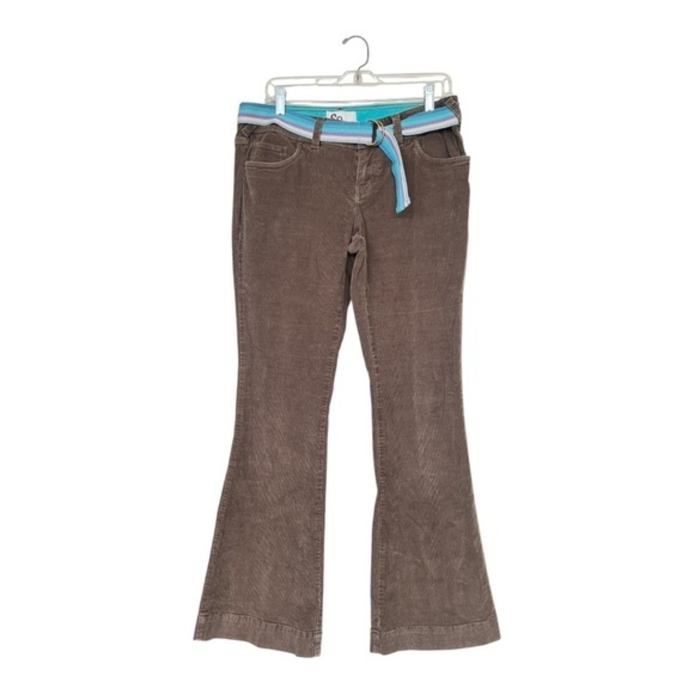 SO Brown Boot Cut Corduroy Pants with Blue Belt Size 11